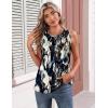 image:imageZeagoo Womens Silk Satin Tank Tops Crew Neck Pleated Camisole Sleeveless Business Work Blouse Dressy Casual Summer ShirtWhite Black Flower