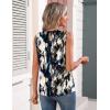 image:imageZeagoo Womens Silk Satin Tank Tops Crew Neck Pleated Camisole Sleeveless Business Work Blouse Dressy Casual Summer ShirtWhite Black Flower