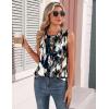 image:imageZeagoo Womens Silk Satin Tank Tops Crew Neck Pleated Camisole Sleeveless Business Work Blouse Dressy Casual Summer ShirtWhite Black Flower