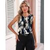 image:imageZeagoo Womens Silk Satin Tank Tops Crew Neck Pleated Camisole Sleeveless Business Work Blouse Dressy Casual Summer ShirtWhite Black Flower