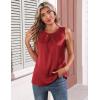 image:imageZeagoo Womens Silk Satin Tank Tops Crew Neck Pleated Camisole Sleeveless Business Work Blouse Dressy Casual Summer ShirtWine Red