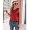 image:imageZeagoo Womens Silk Satin Tank Tops Crew Neck Pleated Camisole Sleeveless Business Work Blouse Dressy Casual Summer ShirtWine Red