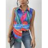image:imageZeagoo Womens Sleeveless Button Down Shirts Blouses Casual Loose V Neck Tank Tops for Work SXXLA Multicolor