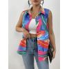 image:imageZeagoo Womens Sleeveless Button Down Shirts Blouses Casual Loose V Neck Tank Tops for Work SXXLA Multicolor