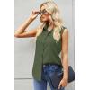 image:imageZeagoo Womens Sleeveless Button Down Shirts Blouses Casual Loose V Neck Tank Tops for Work SXXLArmy Green