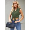 image:imageZeagoo Womens Sleeveless Button Down Shirts Blouses Casual Loose V Neck Tank Tops for Work SXXLArmy Green