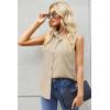 image:imageZeagoo Womens Sleeveless Button Down Shirts Blouses Casual Loose V Neck Tank Tops for Work SXXLBeige