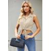 image:imageZeagoo Womens Sleeveless Button Down Shirts Blouses Casual Loose V Neck Tank Tops for Work SXXLBeige