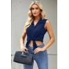 image:imageZeagoo Womens Sleeveless Button Down Shirts Blouses Casual Loose V Neck Tank Tops for Work SXXLDark Blue