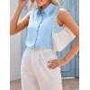 image:imageZeagoo Womens Sleeveless Button Down Shirts Blouses Casual Loose V Neck Tank Tops for Work SXXLLight Blue