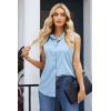 image:imageZeagoo Womens Sleeveless Button Down Shirts Blouses Casual Loose V Neck Tank Tops for Work SXXLLight Blue