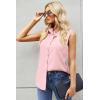 image:imageZeagoo Womens Sleeveless Button Down Shirts Blouses Casual Loose V Neck Tank Tops for Work SXXLPink