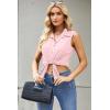 image:imageZeagoo Womens Sleeveless Button Down Shirts Blouses Casual Loose V Neck Tank Tops for Work SXXLPink