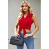 image:imageZeagoo Womens Sleeveless Button Down Shirts Blouses Casual Loose V Neck Tank Tops for Work SXXLRed