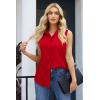 image:imageZeagoo Womens Sleeveless Button Down Shirts Blouses Casual Loose V Neck Tank Tops for Work SXXLRed