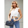 image:imageZeagoo Womens Sleeveless Button Down Shirts Blouses Casual Loose V Neck Tank Tops for Work SXXLWhite