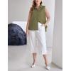 image:imageZeagoo Womens Sleeveless Button Down Shirts Blouses Solid Casual Basic V Neck Tank Tops for Work SXXLArmy Green