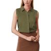 image:imageZeagoo Womens Sleeveless Button Down Shirts Blouses Solid Casual Basic V Neck Tank Tops for Work SXXLArmy Green