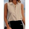 image:imageZeagoo Womens Sleeveless Button Down Shirts Blouses Solid Casual Basic V Neck Tank Tops for Work SXXLBeige