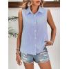 image:imageZeagoo Womens Sleeveless Button Down Shirts Blouses Solid Casual Basic V Neck Tank Tops for Work SXXLBlue Stripe 1
