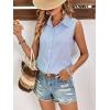 image:imageZeagoo Womens Sleeveless Button Down Shirts Blouses Solid Casual Basic V Neck Tank Tops for Work SXXLBlue Stripe 1