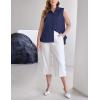 image:imageZeagoo Womens Sleeveless Button Down Shirts Blouses Solid Casual Basic V Neck Tank Tops for Work SXXLDark Blue