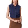 image:imageZeagoo Womens Sleeveless Button Down Shirts Blouses Solid Casual Basic V Neck Tank Tops for Work SXXLDark Blue
