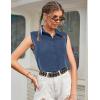 image:imageZeagoo Womens Sleeveless Button Down Shirts Blouses Solid Casual Basic V Neck Tank Tops for Work SXXLNavy