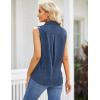 image:imageZeagoo Womens Sleeveless Button Down Shirts Blouses Solid Casual Basic V Neck Tank Tops for Work SXXLNavy
