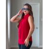 image:imageZeagoo Womens Sleeveless Button Down Shirts Blouses Solid Casual Basic V Neck Tank Tops for Work SXXLRed