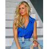 image:imageZeagoo Womens Sleeveless Button Down Shirts Blouses Solid Casual Basic V Neck Tank Tops for Work SXXLRoyal Blue