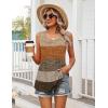 image:imageZeagoo Womens Summer Tank Tops Sleeveless Babydoll Tops Loose Fit Tunic Blouses Crew Neck Flowy Shirts S3XLBrown Textured Colorblock