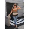 image:imageZeagoo Womens Summer Tank Tops Sleeveless Babydoll Tops Loose Fit Tunic Blouses Crew Neck Flowy Shirts S3XLBrown Textured Colorblock