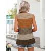 image:imageZeagoo Womens Summer Tank Tops Sleeveless Babydoll Tops Loose Fit Tunic Blouses Crew Neck Flowy Shirts S3XLBrown Textured Colorblock