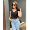 image:imageZeagoo Womens Summer Tops Cap Sleeve Casual Shirts 2025 V Neck Basic Tshirts Loose Fit Trendy TeeBlack
