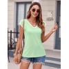 image:imageZeagoo Womens Summer Tops Cap Sleeve Casual Shirts 2025 V Neck Basic Tshirts Loose Fit Trendy TeeGreen