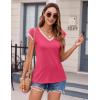 image:imageZeagoo Womens Summer Tops Cap Sleeve Casual Shirts 2025 V Neck Basic Tshirts Loose Fit Trendy TeeRose Red