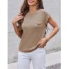 image:imageZeagoo Womens Sweater Vest Fall 2026 Loose Fit Cape Sleeve Knit Ribbed Tank Tops with Front Pocket SXXLLight Coffee
