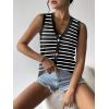 image:imageZeagoo Womens Sweater Vest V Neck Button Down Shirts Trendy Knit Sleeveless Cardigan Top Shirt SXXLBlack Stripe