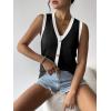 image:imageZeagoo Womens Sweater Vest V Neck Button Down Shirts Trendy Knit Sleeveless Cardigan Top Shirt SXXLBlack White Color Block