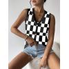 image:imageZeagoo Womens Sweater Vest V Neck Button Down Shirts Trendy Knit Sleeveless Cardigan Top Shirt SXXLBlack White Plaid
