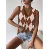 image:imageZeagoo Womens Sweater Vest V Neck Button Down Shirts Trendy Knit Sleeveless Cardigan Top Shirt SXXLBrown White Diamond