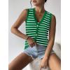 image:imageZeagoo Womens Sweater Vest V Neck Button Down Shirts Trendy Knit Sleeveless Cardigan Top Shirt SXXLGreen Stripe