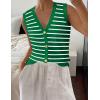 image:imageZeagoo Womens Sweater Vest V Neck Button Down Shirts Trendy Knit Sleeveless Cardigan Top Shirt SXXLGreen Stripe