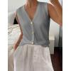 image:imageZeagoo Womens Sweater Vest V Neck Button Down Shirts Trendy Knit Sleeveless Cardigan Top Shirt SXXLLight Gray