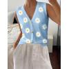 image:imageZeagoo Womens Sweater Vest V Neck Button Down Shirts Trendy Knit Sleeveless Cardigan Top Shirt SXXLWhite Flower