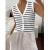 image:imageZeagoo Womens Sweater Vest V Neck Button Down Shirts Trendy Knit Sleeveless Cardigan Top Shirt SXXLWhite Stripe