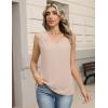 image:imageZeagoo Womens Tank Tops Pleated V Neck Dressy Casual Sleeveless Blouse Textured Summer Business Work ShirtsBeige