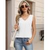 image:imageZeagoo Womens Tank Tops Pleated V Neck Dressy Casual Sleeveless Blouse Textured Summer Business Work ShirtsWhite
