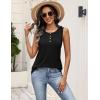 image:imageZeagoo Womens Tank Tops Summer Sleeveless Tops Loose Button Henley Shirts Crew Neck Dress Casual 2026 ClothesBlack